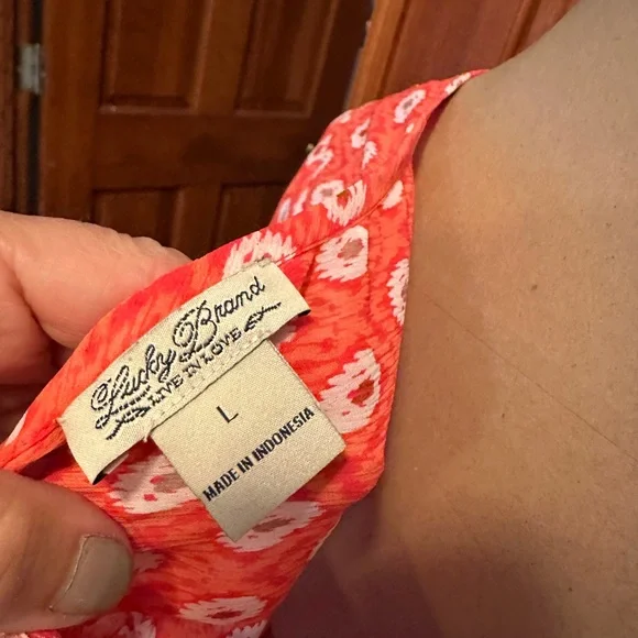 Lucky Brand Salmon colored  Graphic 3/4 Sleeve Blouse - Picture 4 of 5